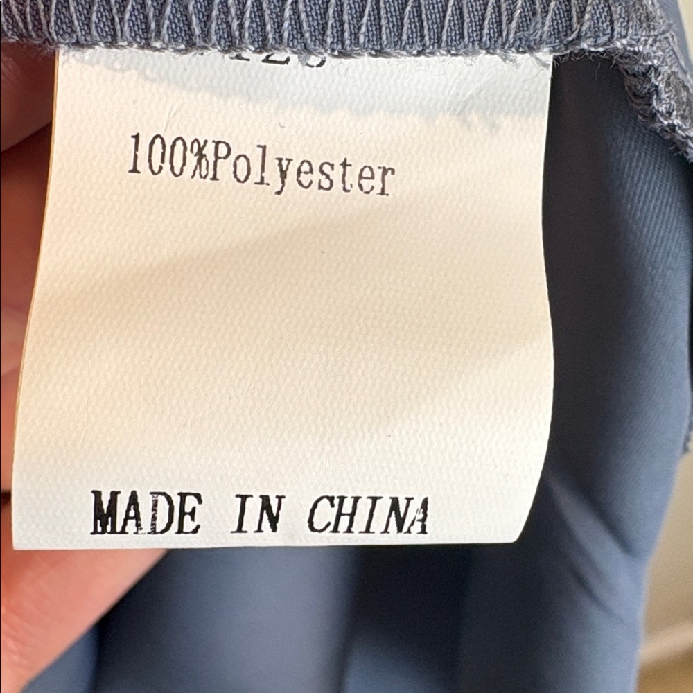 Stone Blue Satin Faux Wrap Dress - Picture 5 of 6